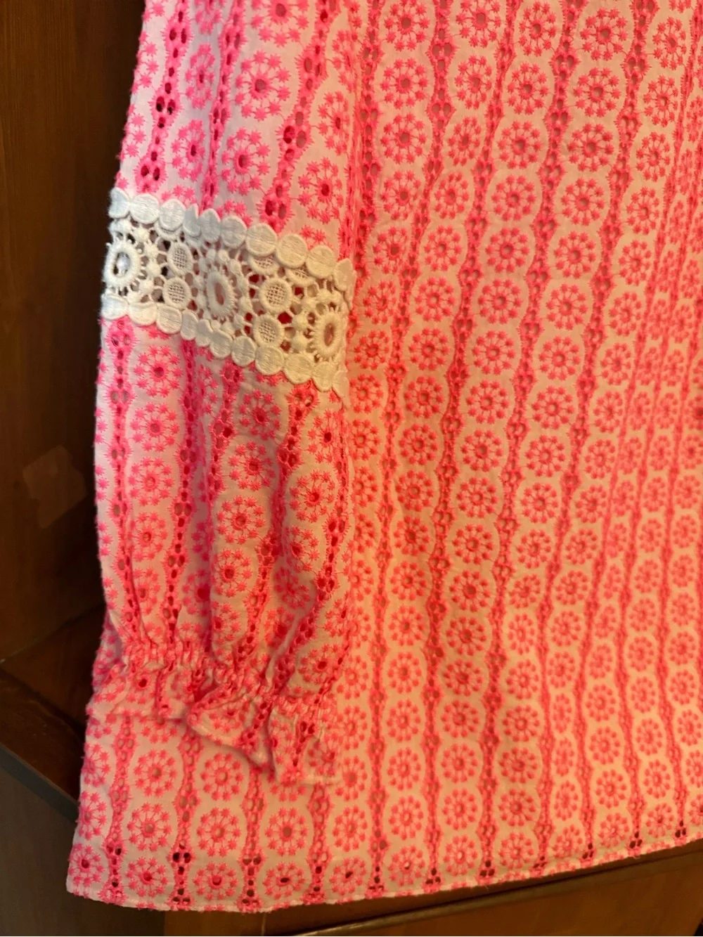 Lilly Pulitzer Jourdana Eyelet Top color pattern Lilly's Coral Starburst 10 - Picture 3 of 11